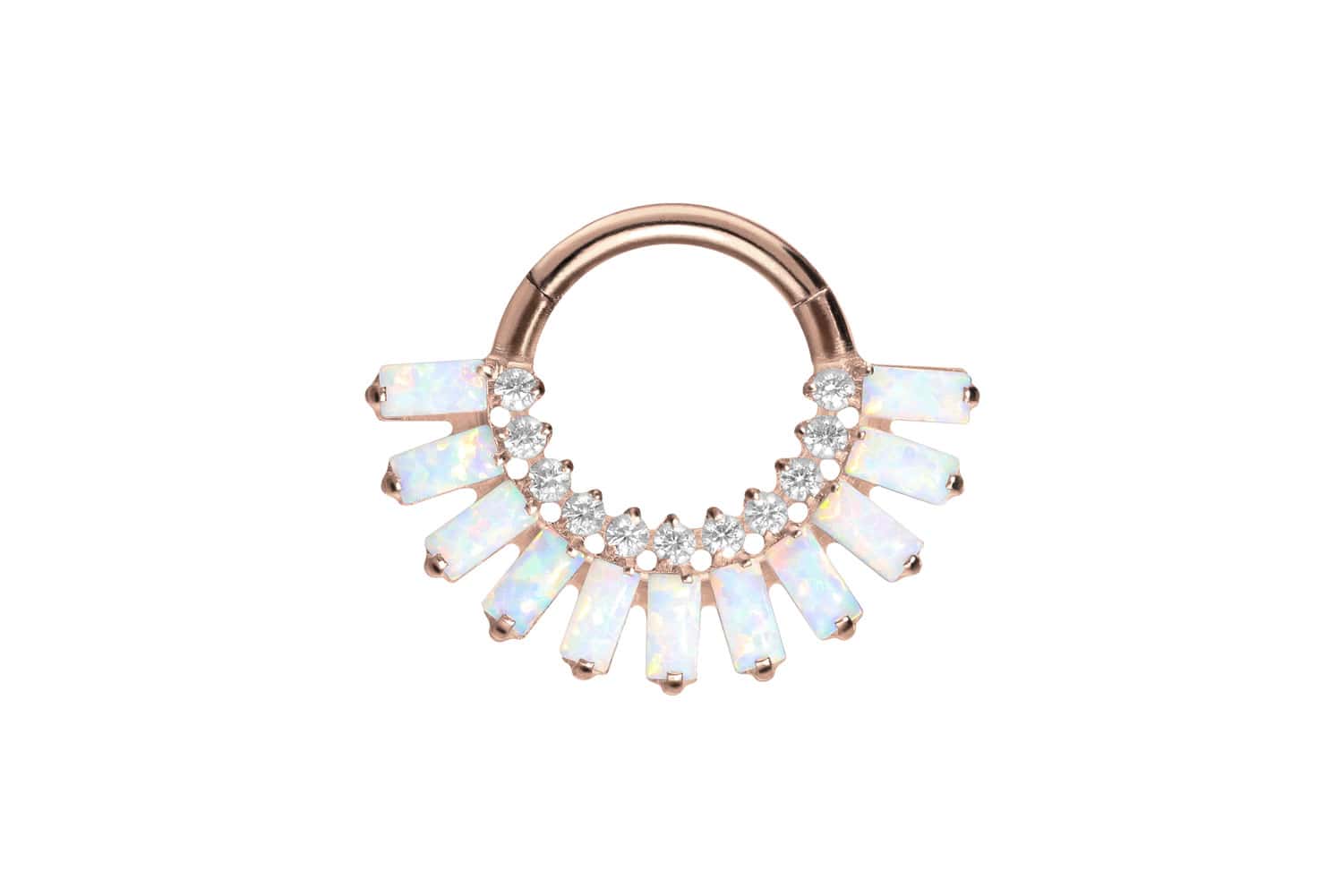 Titan Segmentring Clicker Piercing EINGEFASSTE KRISTALLE + SYNTHETISCHE OPALE